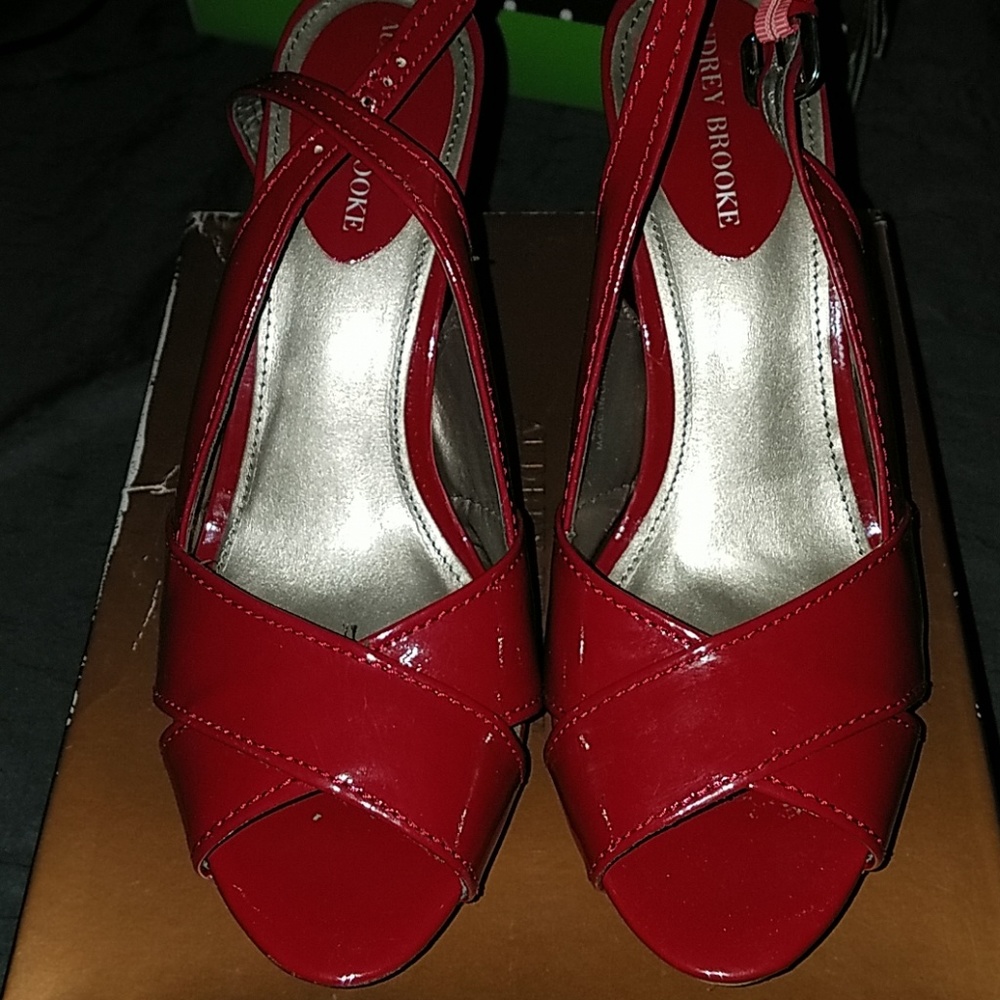 Red Audrey Brooke Patent Slingbacks